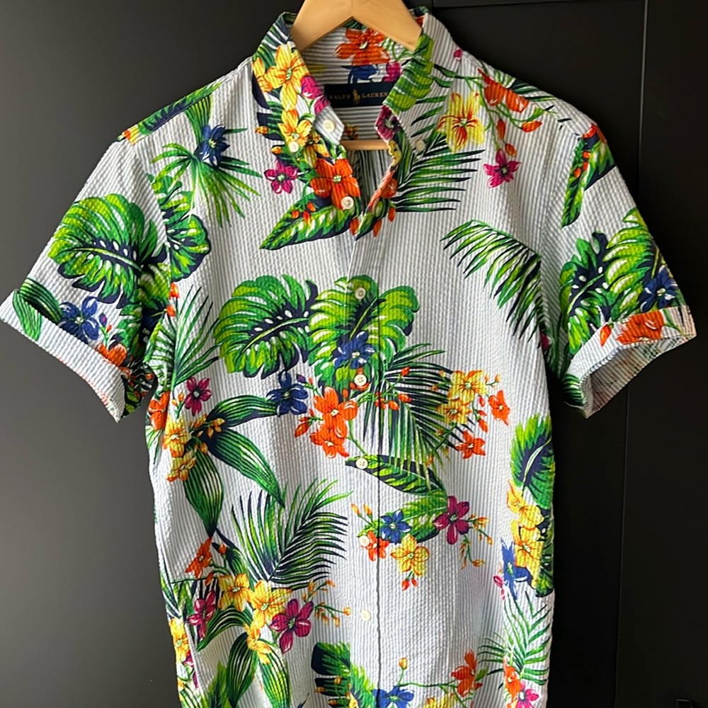 Men’s Polo Ralph Lauren seersucker short sleeve button down shirt